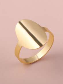1 anel oval de aço inoxidável dourado