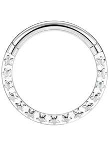 1pc Stainless Steel Carved Flower Nose Ring, Suitable For Women