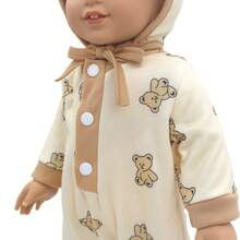 Combinaison avec capuche de 43 cm pour poupée, imprimé animal mignon, convient aux poupées nouveau-nées de 17 à 18 pouces. Vêtements et accessoires pour poupées, poupée non incluse