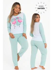 Women's Cold Weather Pajama Kit - Ideal For Cold Days, In Soft And Cozy Fabric - Nhiều màu - Xem 5