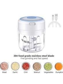 Gift For Mom, Kitchen Electric Vegetable Blender, Kitchen Utensils Portable Mini Meat Grinder, Pulverizer, Home Electric Garlic Press, Cordless Pulverizer, Garlic Slicer, Portable Compact Design, Easy To Use Kitchen Tool - trắng - Xem 1