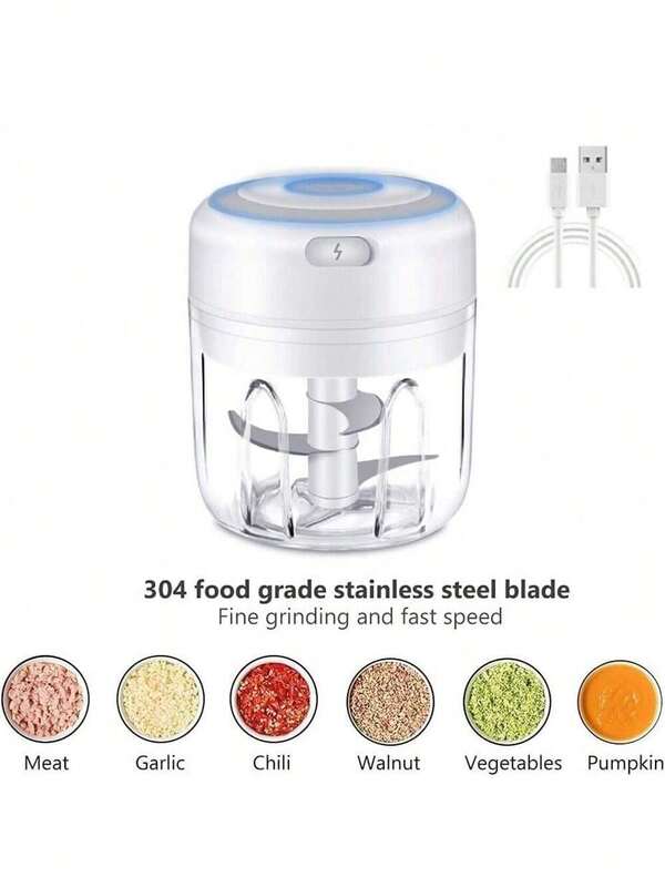 Gift For Mom, Kitchen Electric Vegetable Blender, Kitchen Utensils Portable Mini Meat Grinder, Pulverizer, Home Electric Garlic Press, Cordless Pulverizer, Garlic Slicer, Portable Compact Design, Easy To Use Kitchen Tool