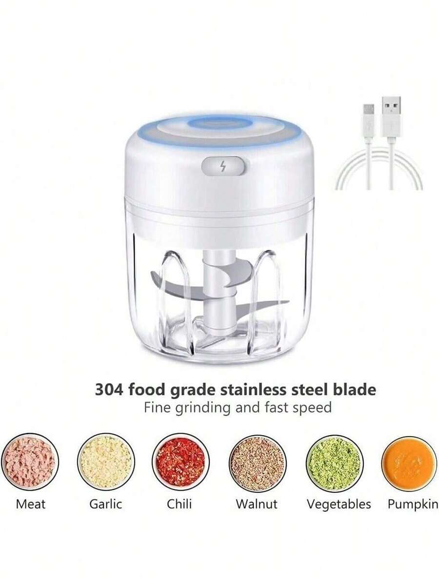 Gift For Mom, Kitchen Electric Vegetable Blender, Kitchen Utensils Portable Mini Meat Grinder, Pulverizer, Home Electric Garlic Press, Cordless Pulverizer, Garlic Slicer, Portable Compact Design, Easy To Use Kitchen Tool - trắng - Xem 1
