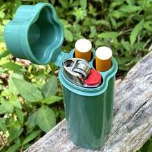 3-In-1 Portable Cigarette Case With Lighter Holder - Compact Cigarette Storage Box Fits 2 Cigarettes, Includes Mini Lighter Pocket, Plastic Smoking Accessory Kit, Convenient To Carry, No Battery Required