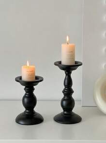 1pc Vintage-Inspired Black Iron Candle Holder - Perfect For Romantic Dinners, Weddings & Valentine's Day Decor Tabletop Lacquered Finish, No Battery Required, Fits Universal Holiday Decorations