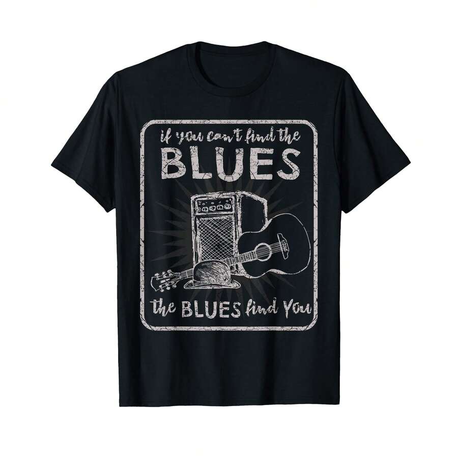 Blues Music Band Lover Vintage Guitar Tea Funny Blues T-Shirt% GR Thoughtful Gifts - Black - View 1