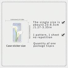 51pcs Floral Bookmark Stickers, Romantic Flower Decorative Adhesive Stickers For Vases, Mirrors, Glasses, DIY Crafts Room Decor Home Decor Wall Decor Wall Stickers Wall Sticker