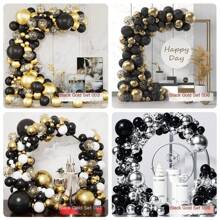 Black & Golden Balloon Chain Balloon Kit, Birthday Party, Wedding Anniversary, Bachelor/Bachelorette Party, Graduation, Housewarming, Retirement Party, Halloween, Christmas, New Year, Balloons Decor Set