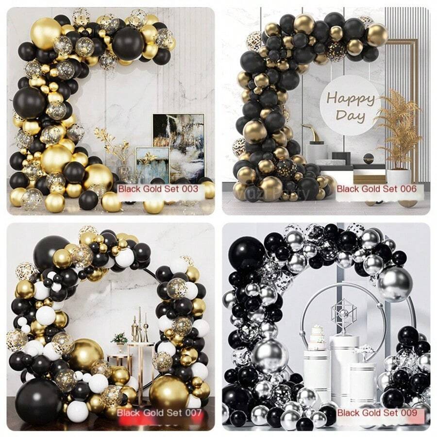 Black & Golden Balloon Chain Balloon Kit, Birthday Party, Wedding Anniversary, Bachelor/Bachelorette Party, Graduation, Housewarming, Retirement Party, Halloween, Christmas, New Year, Balloons Decor Set