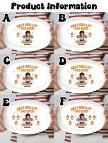 Personalized BBQ Serving Platter With Photo And Names, Best Grilling Dad Ever, Fathers Day Gift For Dad Grandpa Husband, Funny BBQ Keepsake Plate, Wall Decor For Kitchen, Summer Holiday Gift For Him, Birthday Present, Home Decor, Outdoor Dining - Multicolor - View 3