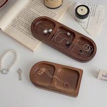 Boho Vintage Wood Jewelry Tray Organizer - Desktop Key Ring Holder Decor Storage - Brown - View 7