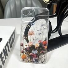 Transparente Blumenprint Floral Handyhülle kompatibel mit iPhone 16 15 14 13 11 Pro Max 14 Plus 12 Mini, klare Rückseite, weich