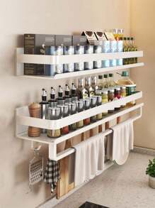 Küchen- und Badezimmer Aufbewahrungsregal, Material: Aluminiumlegierung, stabil und rostfrei, geeignet für Küche, Badezimmer, Balkon, platzsparend, zwei Montagemöglichkeiten, bohren nicht erforderlich