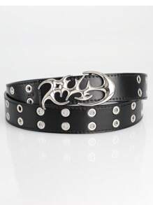 1 pieza Nuevo Cinturón de moda estilo Y2K hueco de piel sintética para hombres y mujeres - Accesorio para regalo, cinturones neutros para la cintura