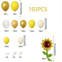 102 Stücke Sonnenblumen Ballon Girlande Set - Leuchtend gelbe Blumen Bogen für Geburtstage, Hochzeiten, Bridal-Shower und mehr - Innen- und Außendekoration - Universelle Dekorationen für alle Jahreszeiten, Innen- und Außendekorationen, Fotostudios, Gartendekoration, Partydekoration und Handyzellen.