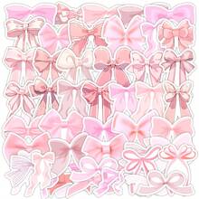 50/100pcs Pink Cartoon Bow Stickers Mobile Phone Stickers Item Decoration Stickers Suitcase Stickers Aesthetic Stickers For Scrapbook Journaling Water Bottles Laptop, Scrapbooking Supplies Kit, Waterproof Vinyl Bullet Junk Journal Stickers For Adults, School Supplies,Back To School