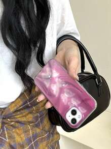 Funda de teléfono de estilo coreano con diseño degradado ondulado tipo aurora borealis para 16 Pro Max, funda protectora suave con diseño de mariposa para 15 Pro, 13, diseño minimalista e para 14