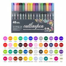Double Line Outline Pens, Highlighter Pen Self-Outline Metallic Markers Glitter Writing Drawing Pens For Card Writing, DIY Art Crafts Gift School Supplies, Back To School