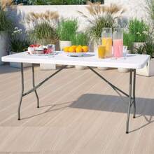 Mesa Plegable Portátil Swiss Navy 180*70*74 cm | Resistente, Amplia y Fácil de Transportar - Blanco - Ver 2