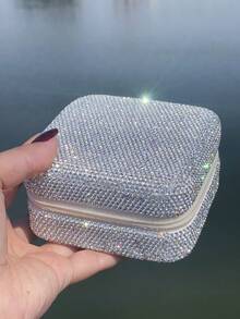 1pc High-Quality Sparkling Rhinestone Jewelry Storage Box, Portable Jewelry Organizer Box For Rings, Earrings, Bracelets, Necklaces, Suitable For Bedroom Vanity, Jewelry Organizing, Holiday Creative Gift - Multicolor - View 15