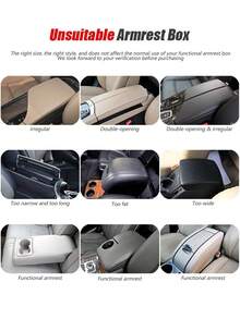 [Versión Mejorada] Cubierta para la consola central del coche - Accesorio interior universal del coche con 2 bolsillos de almacenamiento - Cubierta de reposabrazos de cuero Nappa premium, resistente a arañazos, resistente al desgaste, impermeable, adecuada para SUV, sedán, camión, etc. (Negro, Beige, Gris, Rojo) - Unitalla - Ver 11