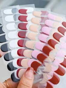 French Nail Stickers, French Semi-Cured Gel Nail Stickers, UV Gel Nail Stickers, Suitable For The Curvature Of Nail Art, DIY UV Lamp Cured Nail Stickers