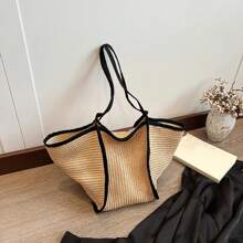 Versatile Woven Straw Shoulder Bag For Women, Large Capacity, Leisure Fashion, Beach Bag, Knitted Designer Bag, Summer
