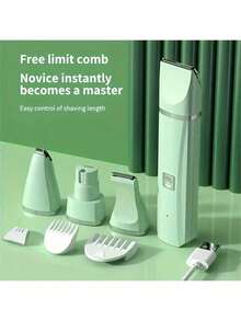 4-In-1 & 2-In-1 Rechargeable Pet Grooming Clipper Set, For Trimming Pet Nails And Fur