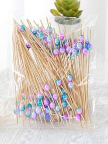 100 件/套一次性竹水果串，适用于汉堡、甜点、寿司、开胃菜、鸡尾酒、创意装饰