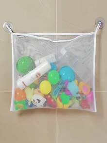1pc Bath Toy Storage Net - Large Capacity Mesh Hanging Bag With Suction Cup, Quick Dry Toy Rack With Suction Cup Hook, Bath Toy Storage Bag, Bathtub Toy Storage Rack These Versatile Net Bags Can Easily Store Baby And Toddler Bath Toys.(Toy Not Included) - Multicolor - View 1