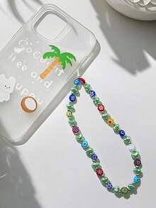 1 件绿色仿珍珠玻璃串珠邪眼手机挂饰、相机、耳机吊坠 - 彩色 - 查看 4