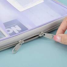 Ergonomic Design Durable Nylon Transparent Zippered Mesh File Organizer Bag With Multiple Compartments, Perfect For Office, Student, And Home Storage, Desk Storage - 紫色 - 查看 5