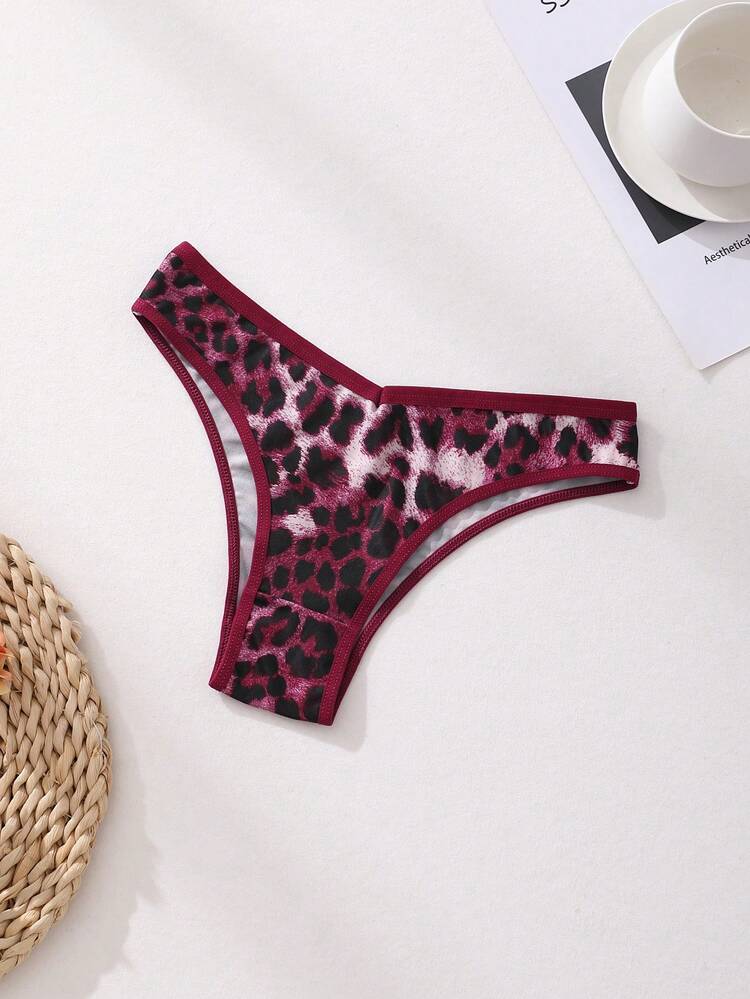 6pcs Women's Sexy Leopard Print Bikini Panties, V-Waist Seamless Briefs, Comfortable Breathable Icy Silk Underwear, Sports Panties - Multicolor - View 3