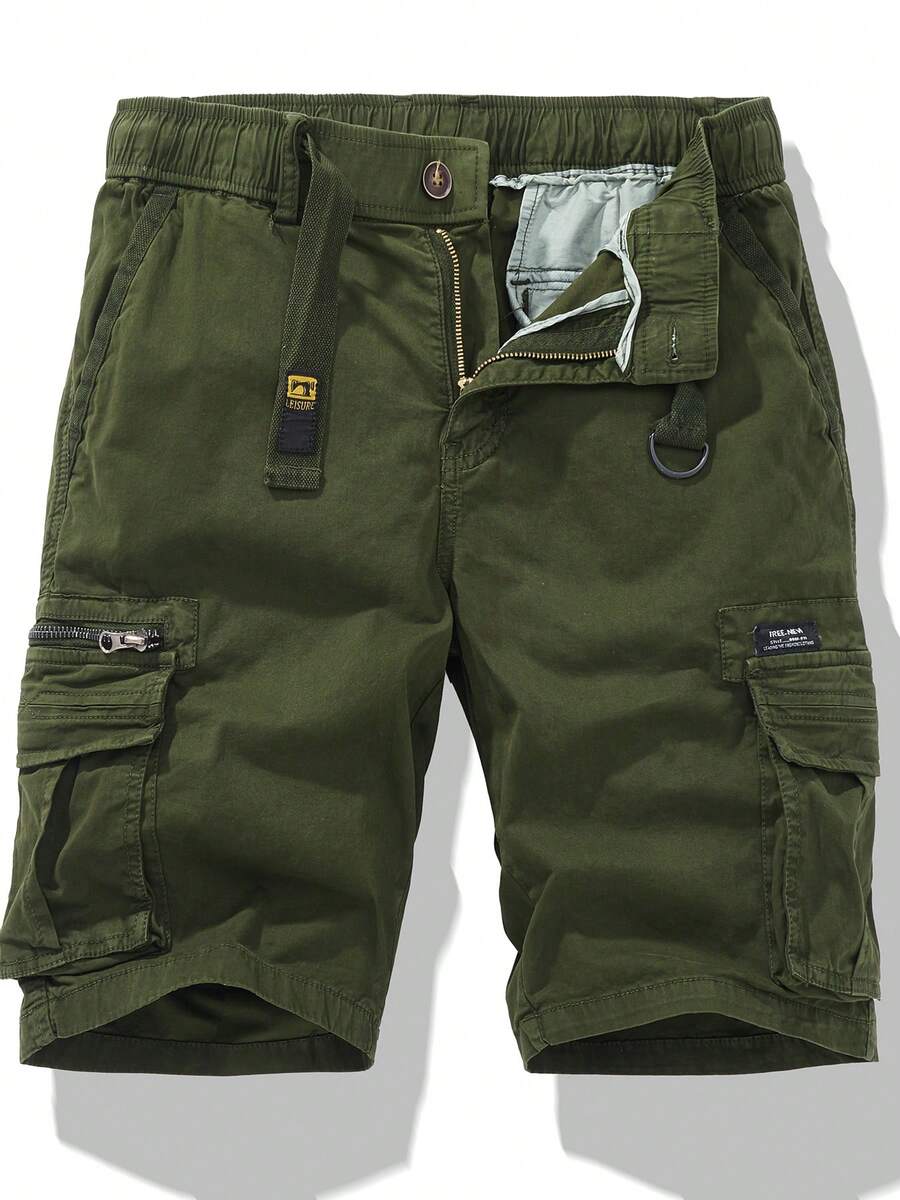 Summer Men Cargo Tactical Short Pants Multi Pocket Shorts Men Japanese Streetwear Casual Fashion Jogger Outdoor Pants - xanh quân đội - Xem 1