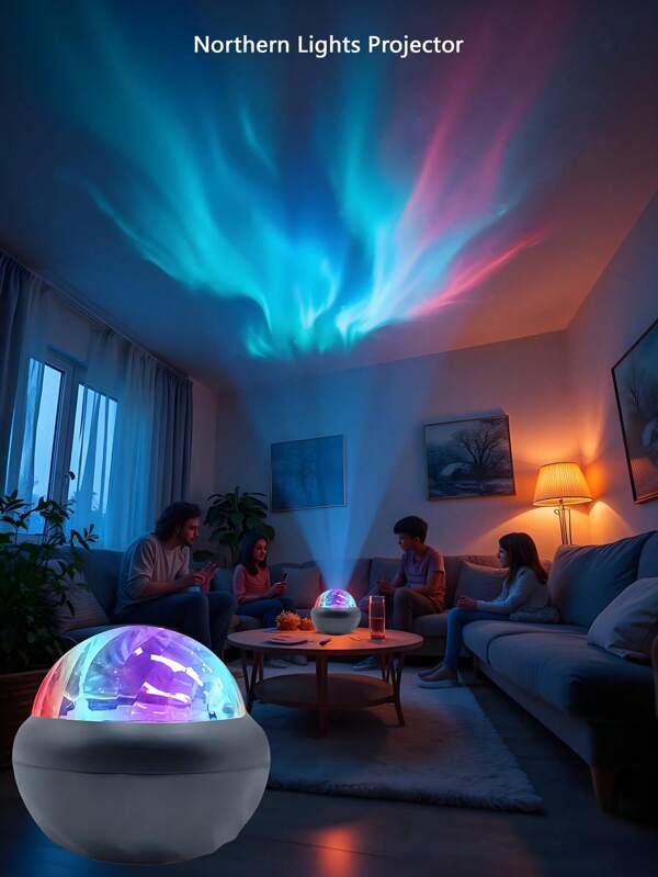 LED Aurora Projection Light, 7 Color Effects, USB Powered, Modern Geometric Design, Polished Surface, Suitable For Bedroom, Gaming Room, Home Theater Decor - Ideal As A Gift, Room Decoration