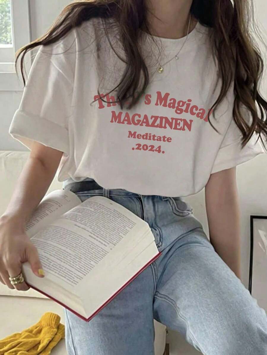 200g Pure Cotton T-Shirt 2025 Summer Ladies New Short Sleeve Pure Cotton Holiday Pattern Short Sleeve Round Neck Couple Wear Small Shirt Tops - 白色 - 查看 1