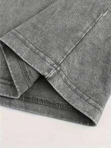 230g Double-Sided Washed, Mysterious Person Printed T-Shirt Wearing Mask, High-Quality Wax Printed Cotton Retro Fashion Brand T-Shirt, Men's T-Shirt, Beach Essential, Summer T-Shirt, Holiday Gift, Perfect Gift - 深灰色 - 查看 5