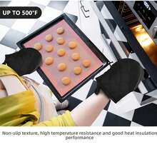 1/2 件耐高温 500°F 烤箱手套，迷你烤箱垫，带防滑手柄和挂环，适用于烘焙、烧烤、烹饪和烧烤（黑色） - 黑色 - 查看 10