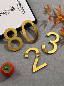 1 Pieza Letras y números decorativos cúbicos de oro 3D autoadhesivos y removibles de acrílico para decoración del hogar. Incluye respaldo adhesivo de alta adherencia sin rastros, instalación sin herramientas, fácil de pegar en metal, madera y otro tipo de puertas.