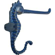 XNHHWCast Iron Seahorse Toilet Paper Holder Heavy Duty DIY Vintage Rustic Iron Roll Tissue Wall Mount Paper Holder Towel Racks With Hardware Metal Clothing Hanging Rod Blue 5fh8 - Blue - View 2