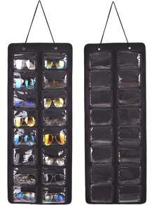16 Fach Brillen Aufbewahrungsorganizer zum Aufhängen an der Wand, staubdicht, Brillenhalter mit Metallhaken und stabilem Seil, perfekt für Frauen Mode Accessoires Heim Organisation Präsentationslösung, praktisches Geschenk für Brillen, Sonnenbrillen, Sehhilfen Aufbewahrungslösung - Verschiedenfarbig - Übersicht 1