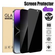 BOLLYMORE 2片装高清透明防窥屏幕保护膜，兼容 17 Pro Max/17 Pro/17 Air/17/16 Pro Max/16 Pro/16/15-11系列：左右防窥保护盖和9H防刮膜 - 兼容手机壳，无气泡套装，适合办公室、通勤和公共场所浏览（防指纹涂层，兼容闪光灯） - 黑色 - 查看 8