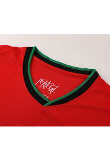 2pcs Personalized Portugal Football Jersey Men, Sports Tracksuit, Running Suit, T-Shirt Set, Suitable For Football, Badminton, Basketball, Cycling - Red - View 4