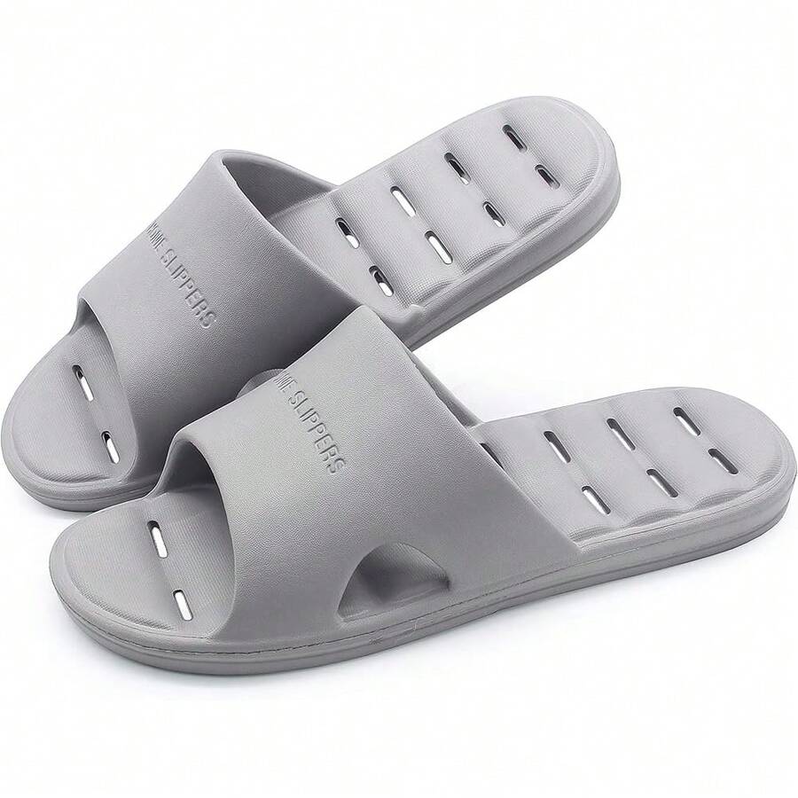 New-  Women's Shower Slipper, Quick Rying Non-Slip Slippers, Bathroom Hou & Pool San, In-Oor Slipper For Gym, Soft Sole, Beige, Size S, M, L, XL - 灰色 11-12 女士 10-11 男士 - 查看 1