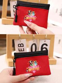 THE POWERPUFF GIRLS Versatile Mini Policewoman Pattern Coin Purse Unisex Simple Contrast Color Zipper Coin Pouch Card Holder For Women Wallet Mini Wallet Purse Wallet Travel Wallet Coin Wallet School Supplies
