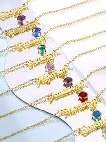 1pc Personalized Custom Necklace - Mom's Birthday Gift Golden Mom Bracelet With Birthstone Birthday Gift Women's Exquisite Birthstone Bracelet Jewelry Mom Gift Mother's Gift New Mom Gift