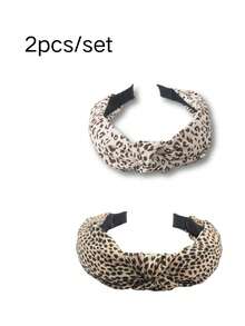 2/4pcs Fabric Leopard Print Twist Headbands - Multicolor - View 14