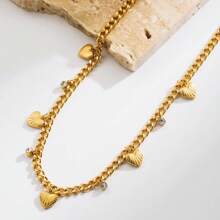 1 Stück 18 Karat Goldplattierte dicke Kette mit herzförmigem Anhänger aus rostfreiem Stahl, geeignet für den täglichen Gebrauch von Frauen und als Urlaubsgeschenk