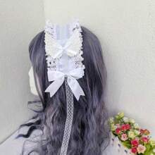 1 Piece Angel Demon Wing Hairband Handmade KC Gothic Bow Lace Headband Doll Black And Pink Secondary Character Dress Up Headpiece Fashion Hair Accessories