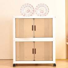 1pc Large Portable Storage Bins With Wheels & Lids - Multi-Layers Plastic Collapsible Stackable Organizer Cabinet For Closet, Cabinet Containers For Living Room, Office, Garage. Easy To Assemble, Mobile Storage Unit | Transparent Doors | Magnetic Closure, Storage Organizer, Home Decor - White - View 6